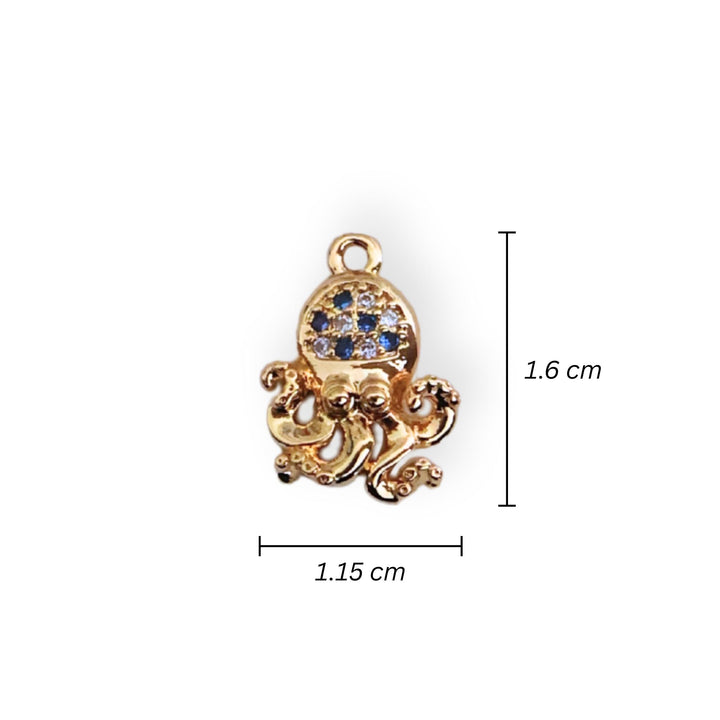 Medidas para dije en forma de pulpo de chapa de oro con zirconia brillante