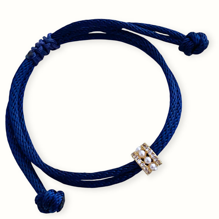 Pulsera tejida de cordón trenzado con separador de chapa de oro