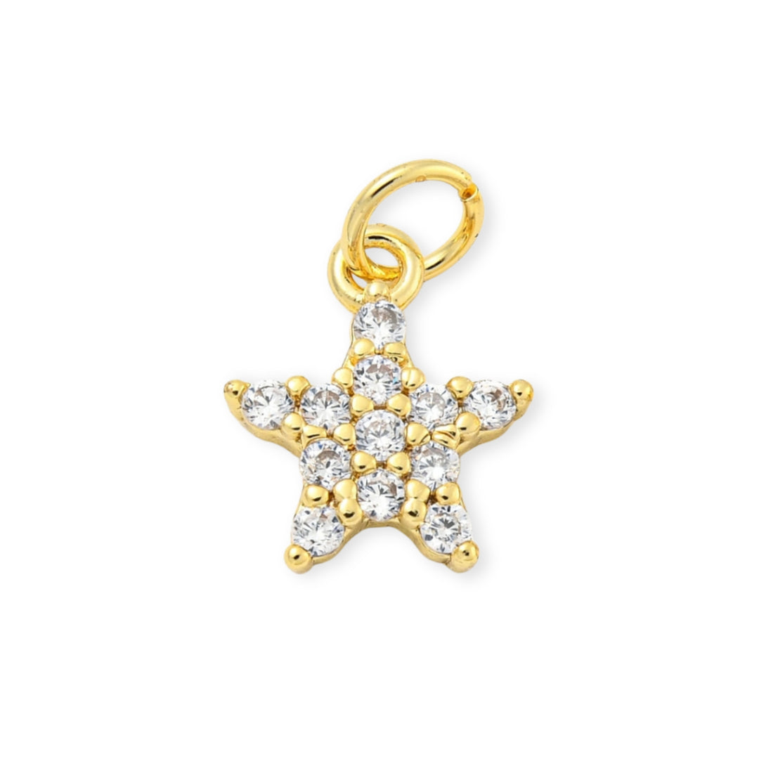Dije de estrella de chapa de oro con zirconia