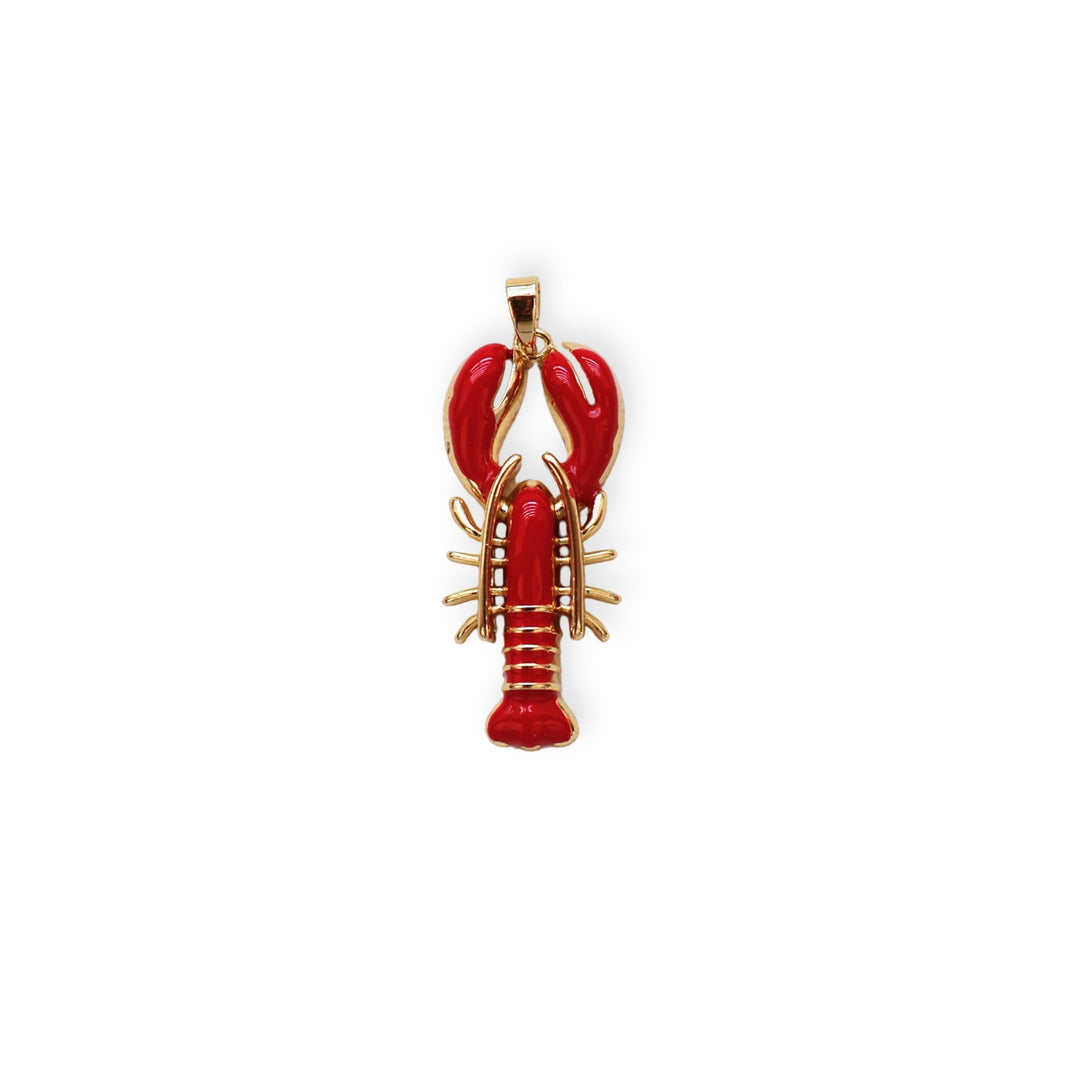 Dije de langosta roja esmaltada en chapa de oro
