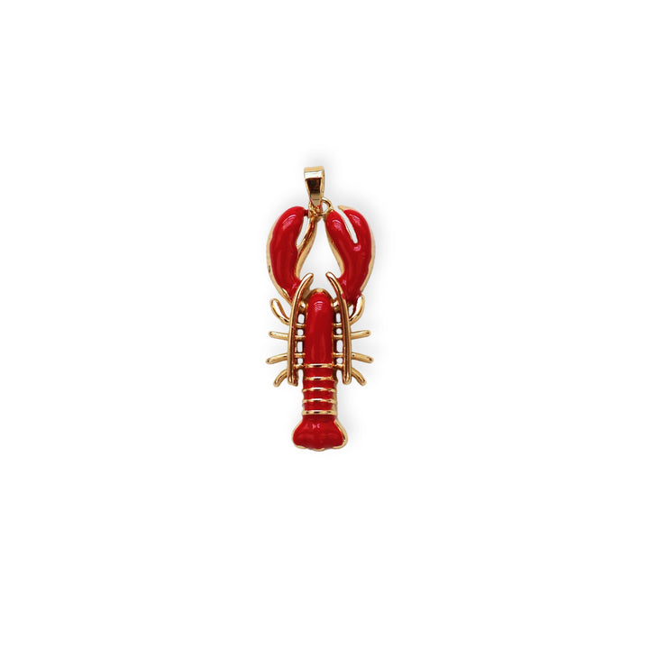 Dije de langosta roja esmaltada en chapa de oro