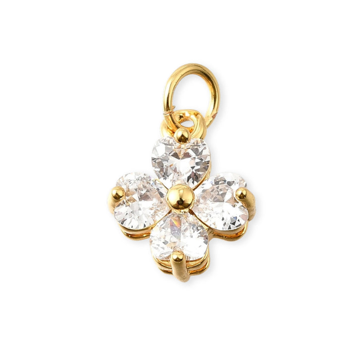 Dije de trébol de chapa de oro con zirconia
