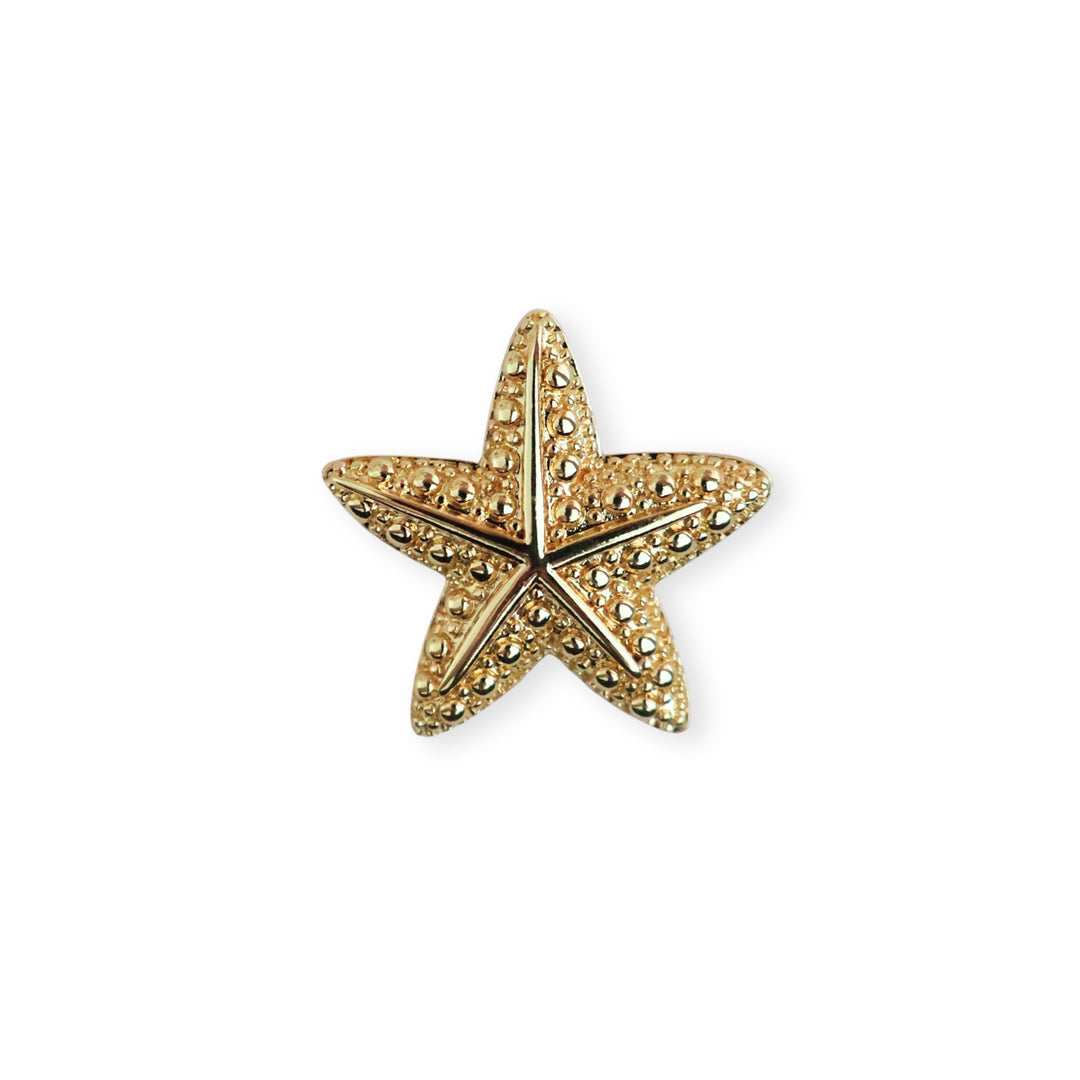 Dije dorado en forma de estrella de mar con ojal trasero
