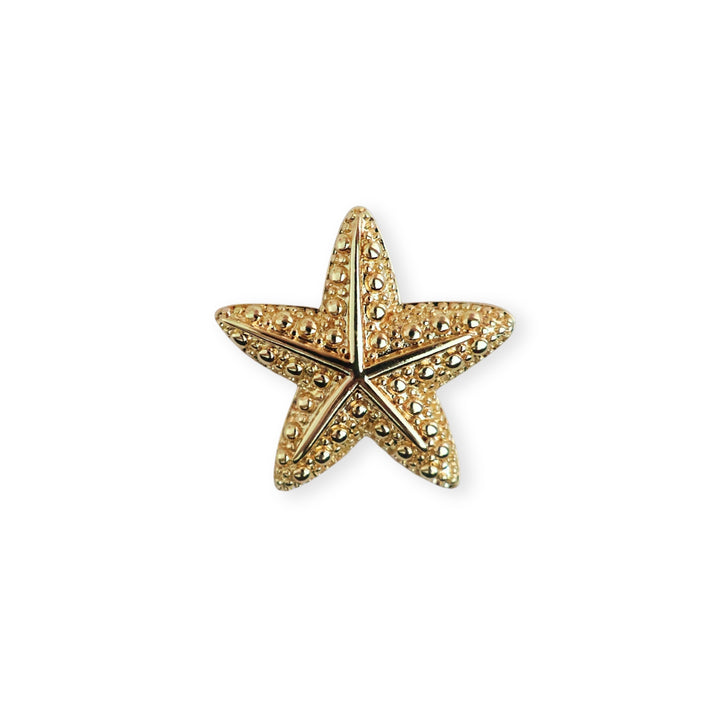 Dije dorado en forma de estrella de mar con ojal trasero