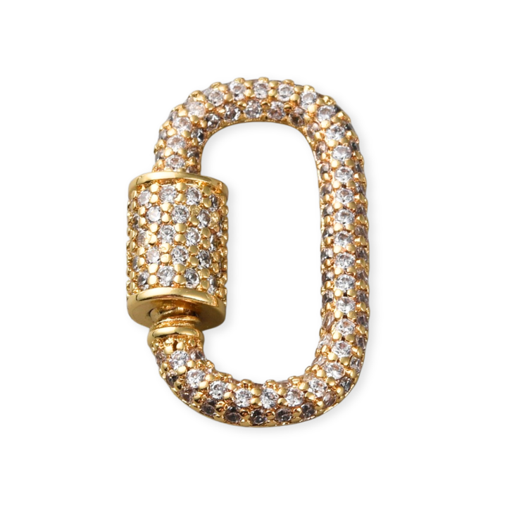 Broche candado de chapa de oro con zirconia