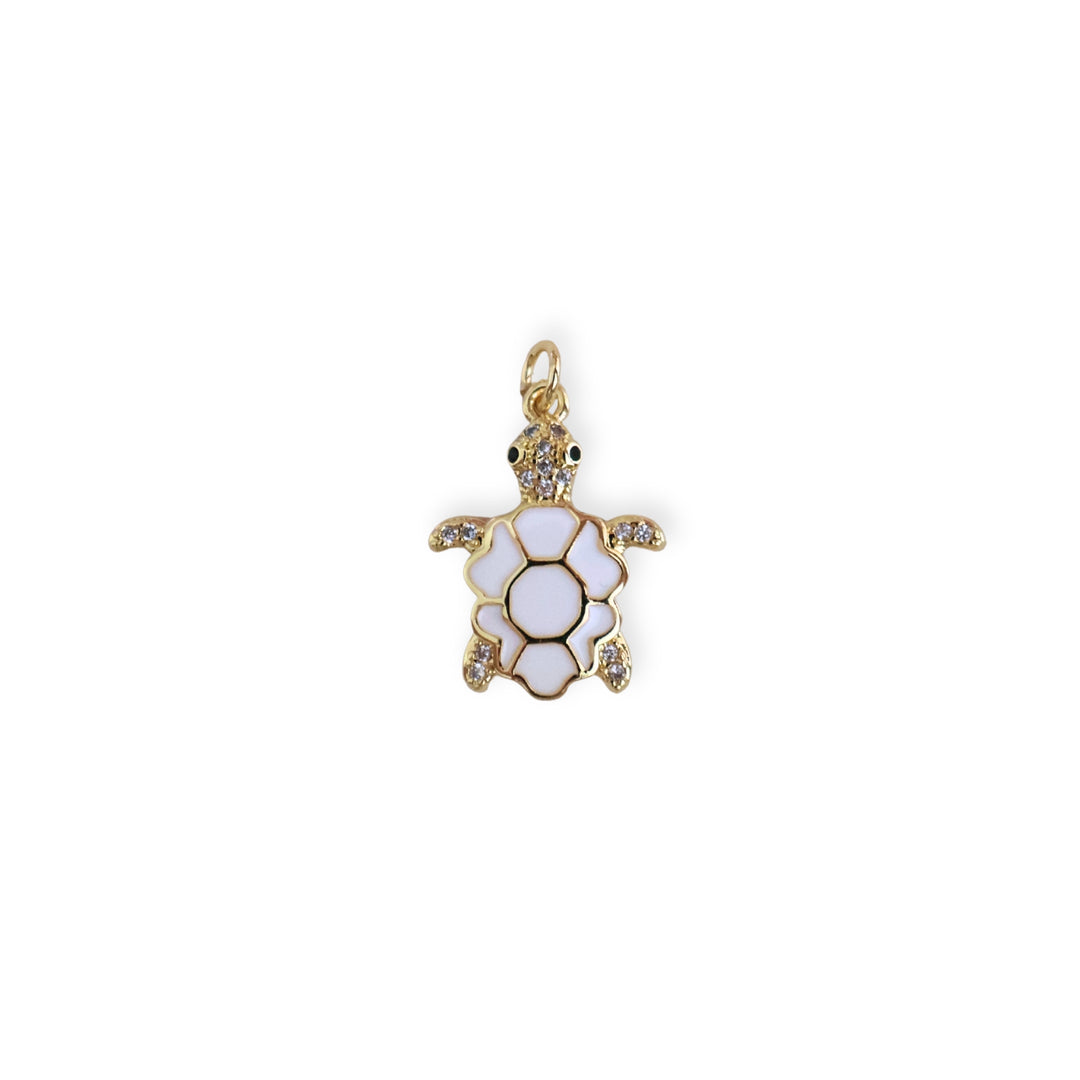 Dije en forma de tortuga blanca de chapa de oro