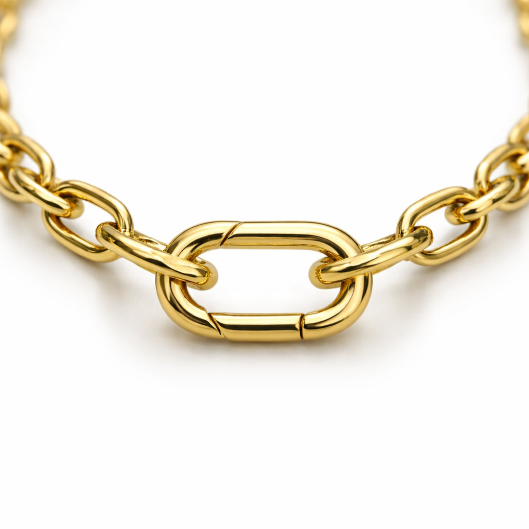 Cadena de chapa de oro con broche ovalado