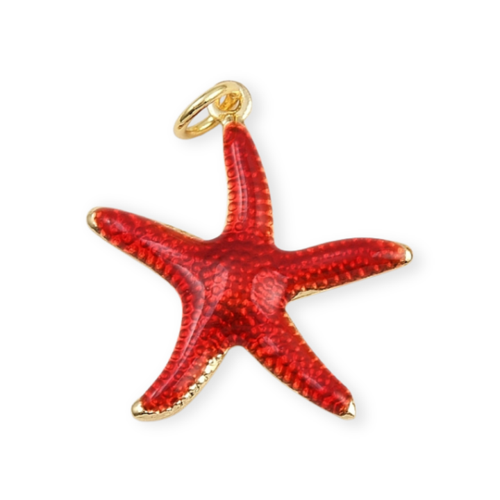 Dije de estrella de mar de chapa de oro con esmalte