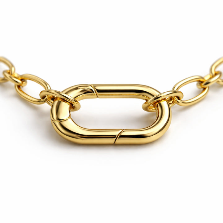 Cadena de chapa de oro con broche ovalado