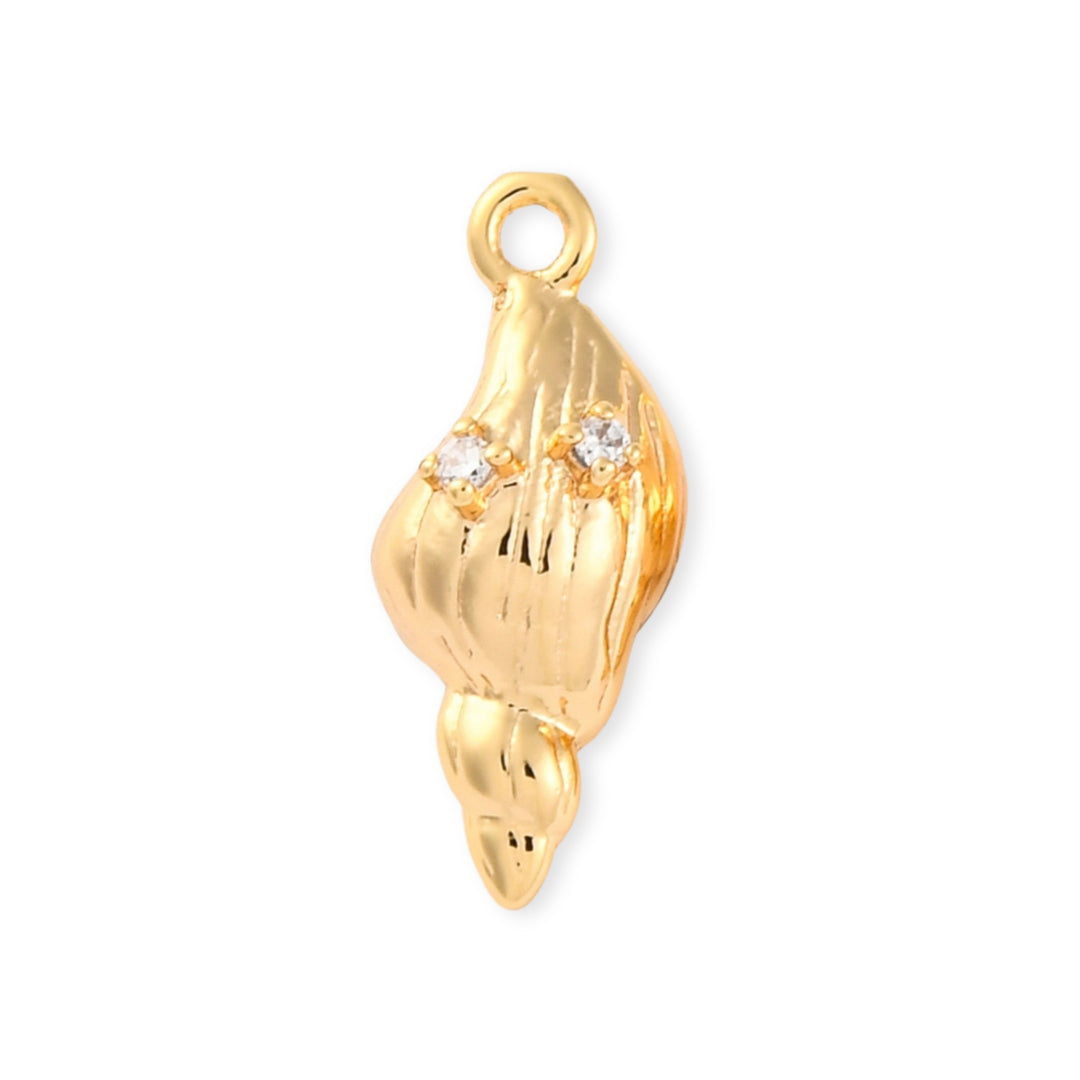 Dije de caracol de chapa de oro con zirconia