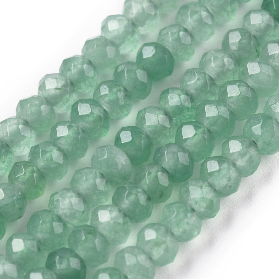 Tira de jade rondel facetado de 4 mm para joyería