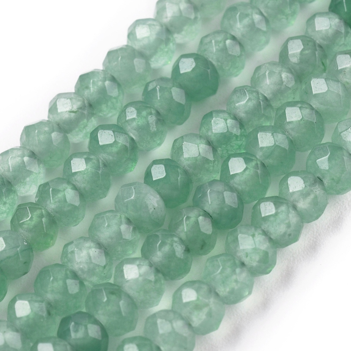 Tira de jade rondel facetado de 4 mm para joyería