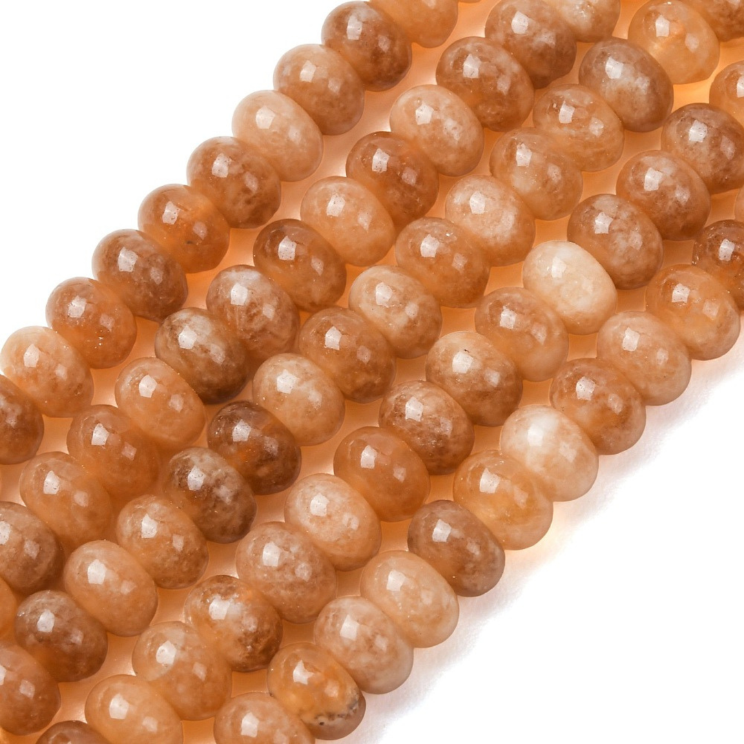 Tira de jade color naranja de 8 mm para joyería