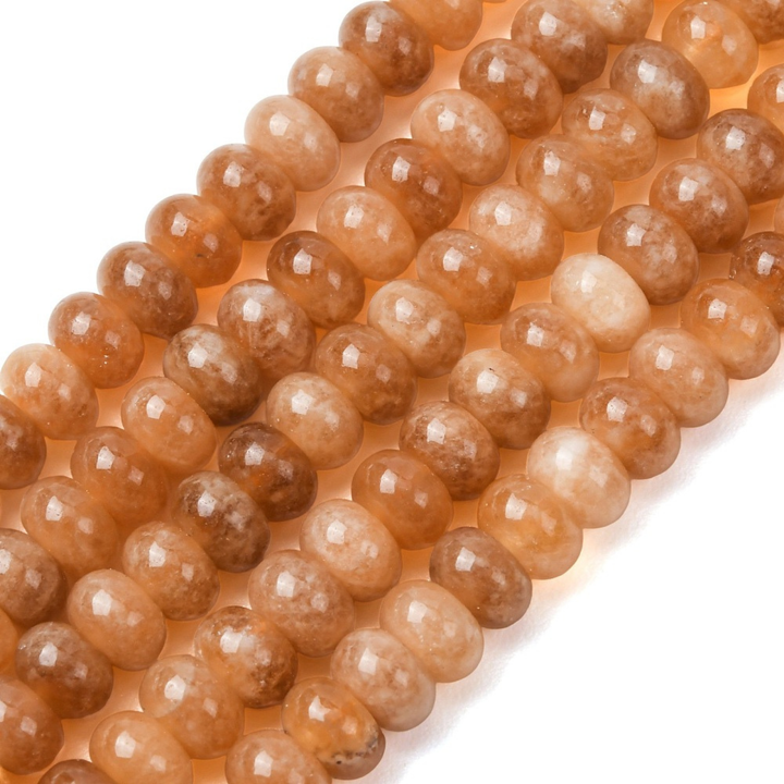 Tira de jade color naranja de 8 mm para joyería