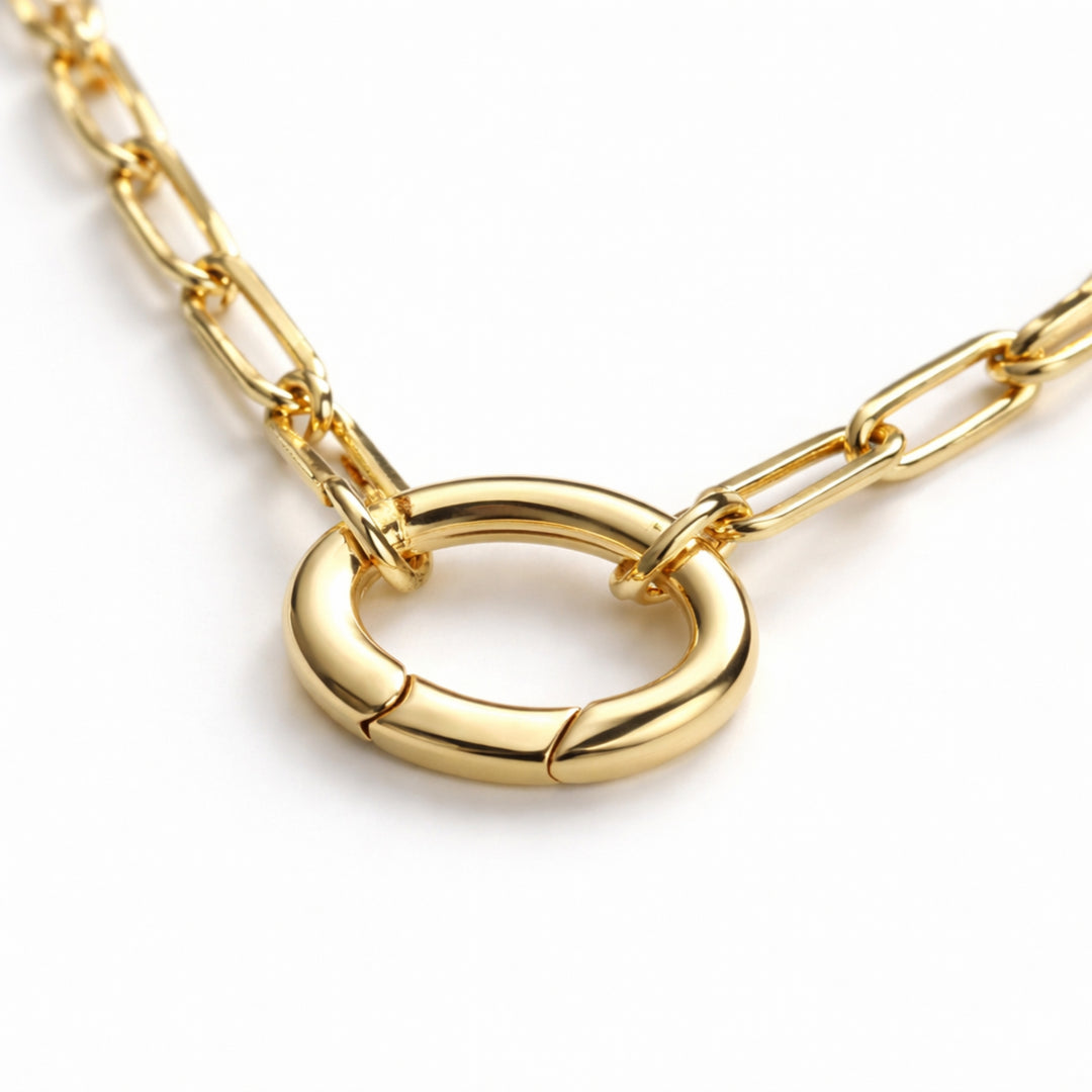 Cadena de chapa de oro con broche ovalado