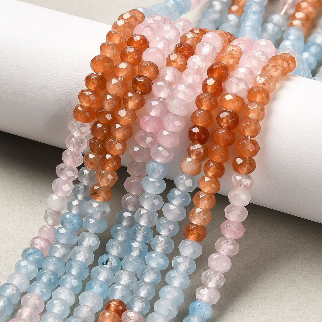 Tira de cuentas de jade natural rondel de 4 mm para joyería