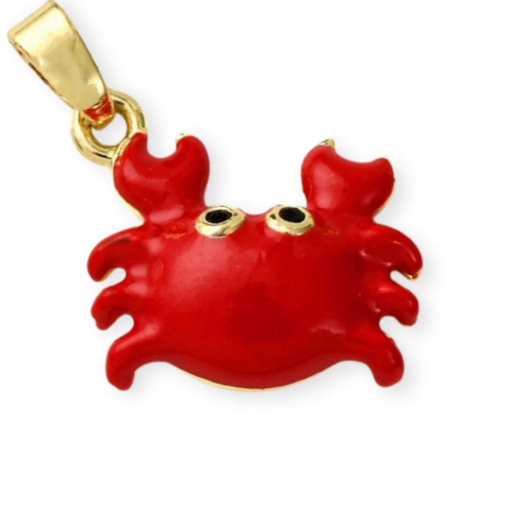 Dije de cangrejo de chapa de oro con esmalte