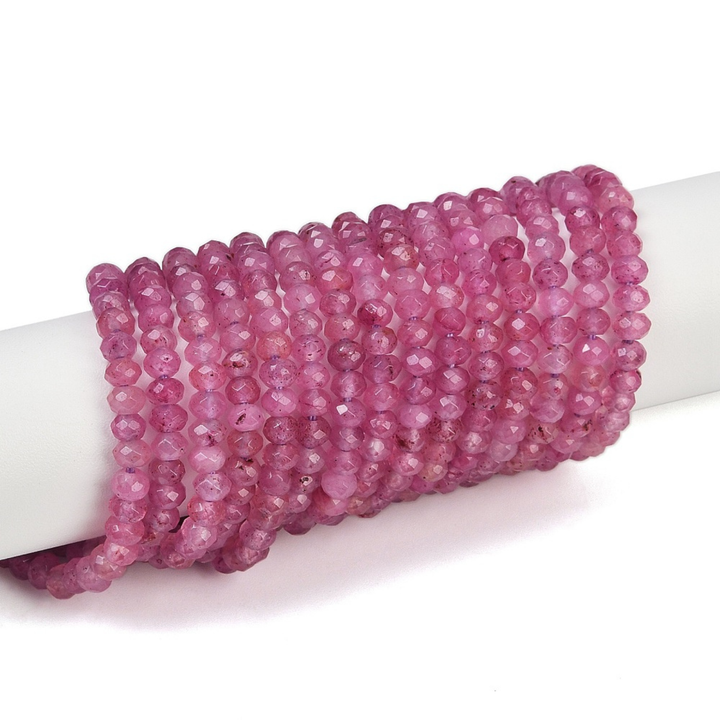 Detalles de Tira de jade rondel facetado de 4 mm para joyería
