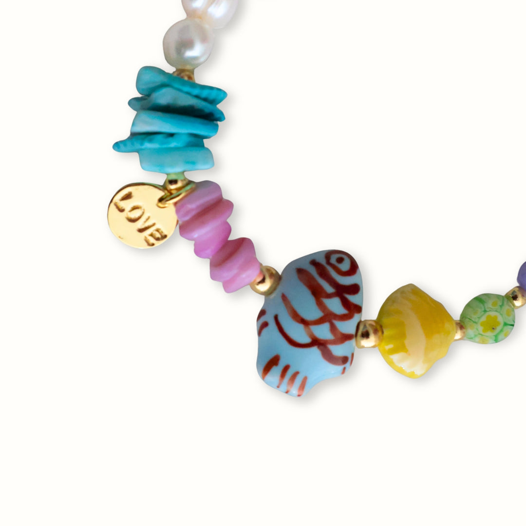 Brazalete Milos con piedras naturales y cristales púrpura
