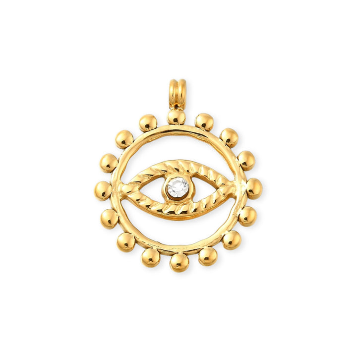 Dije de ojo de acero inoxidable con zirconia al centro