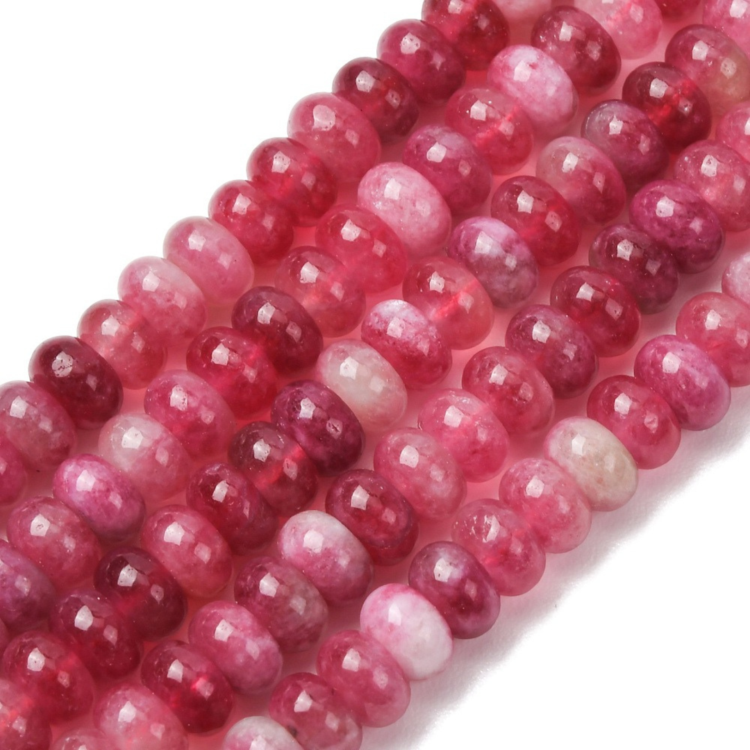 Tira de jade color cereza de 8 mm para joyería