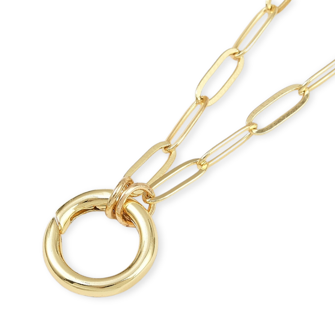 Cadena de chapa de oro con broche circular