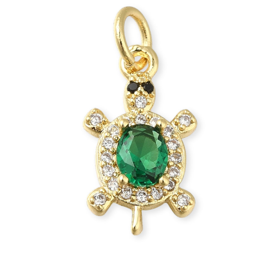 Dije de tortuga de chapa de oro con zirconia