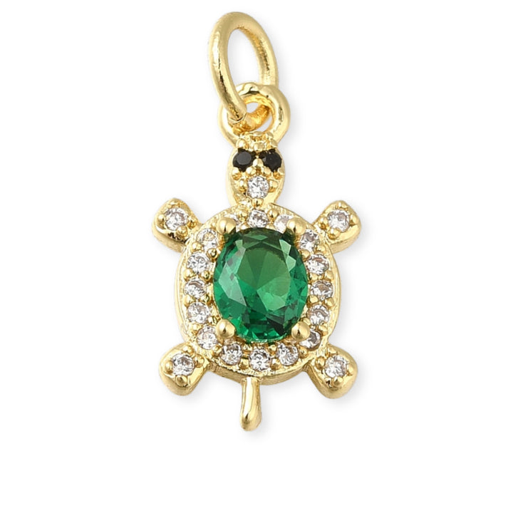 Dije de tortuga de chapa de oro con zirconia