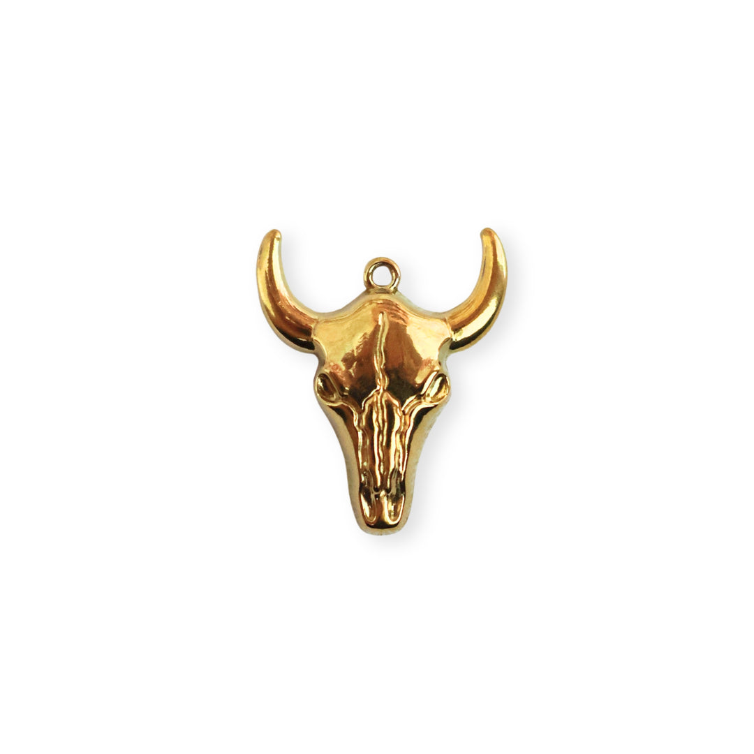 Dije de acero inoxidable en forma de cabeza de toro