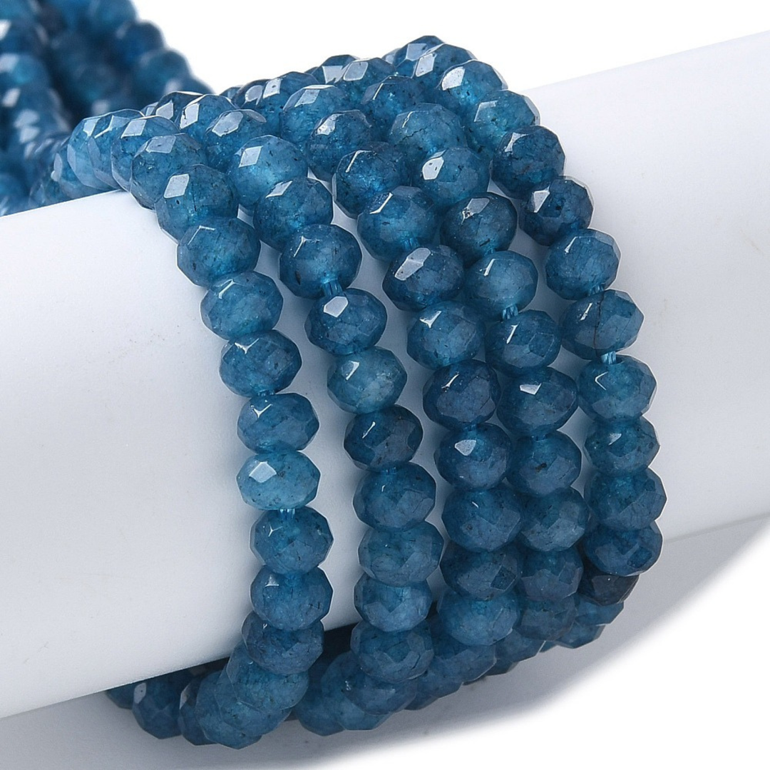 Tira de jade rondel facetado de 4 mm para joyería