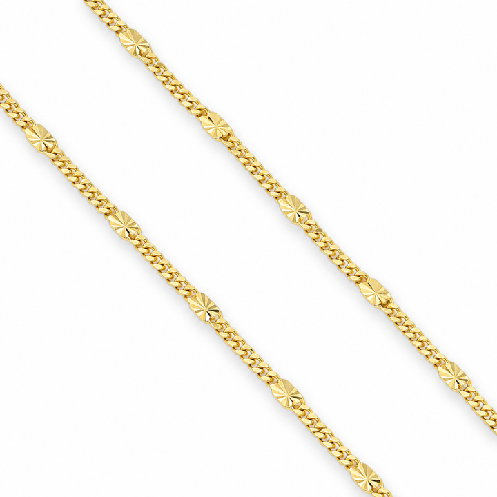 Cadena de chapa de oro con broche perico dorado