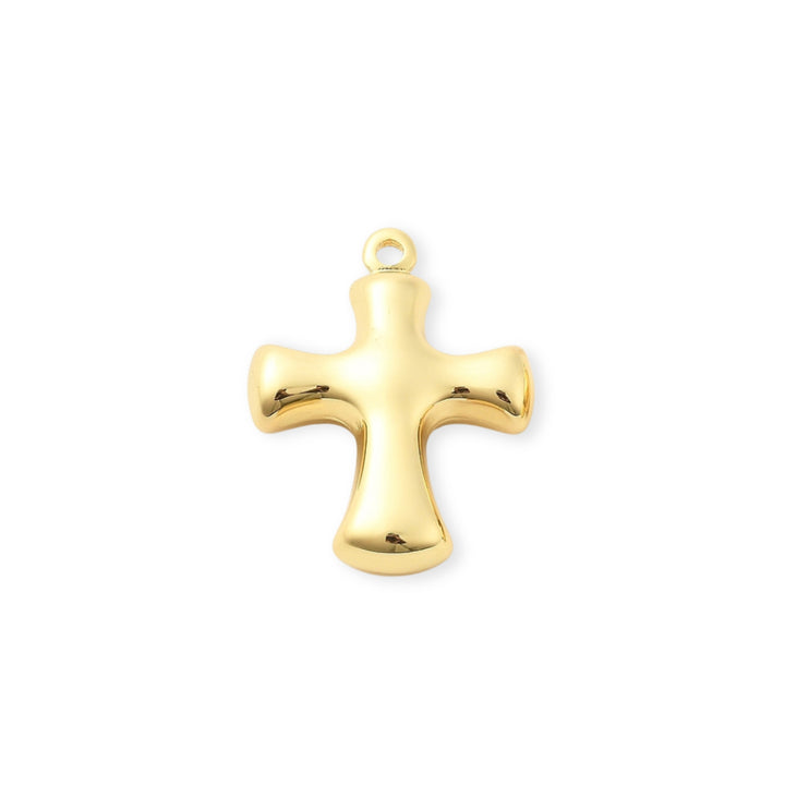 Dije de cruz de chapa de oro