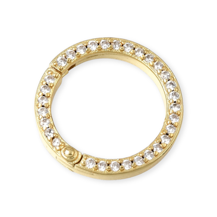 Broche circular de chapa de oro con zirconia