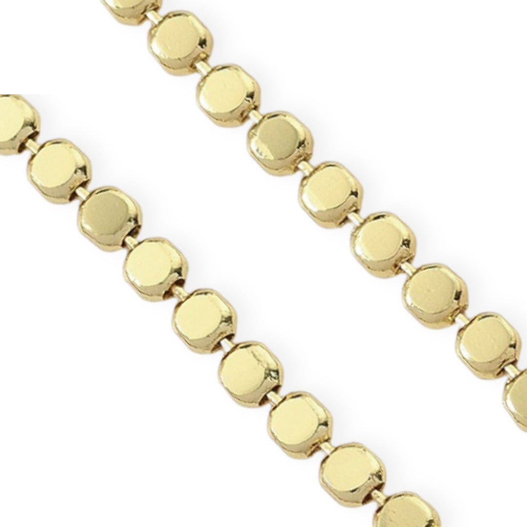 Cadena de bolas planas de chapa de oro con broche perico