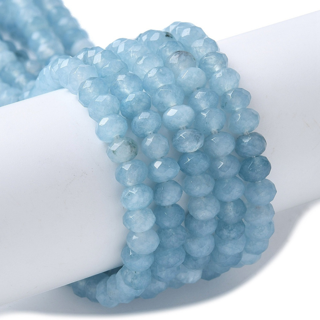 Tira de jade rondel facetado de 4 mm para joyería