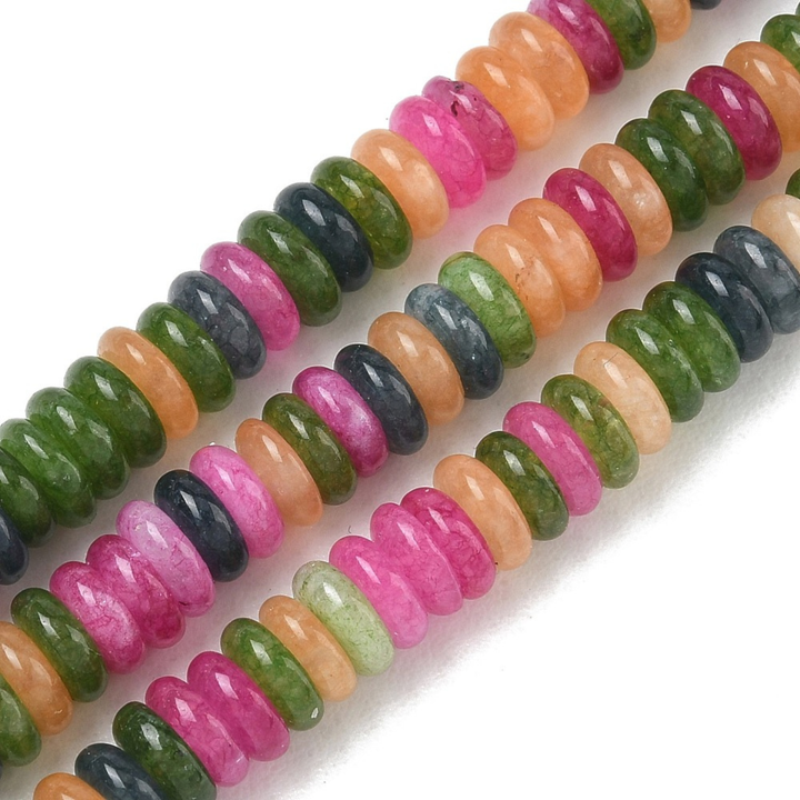 Tira de jade rondel de 6.5 mm con aproximadamente 167 cuentas