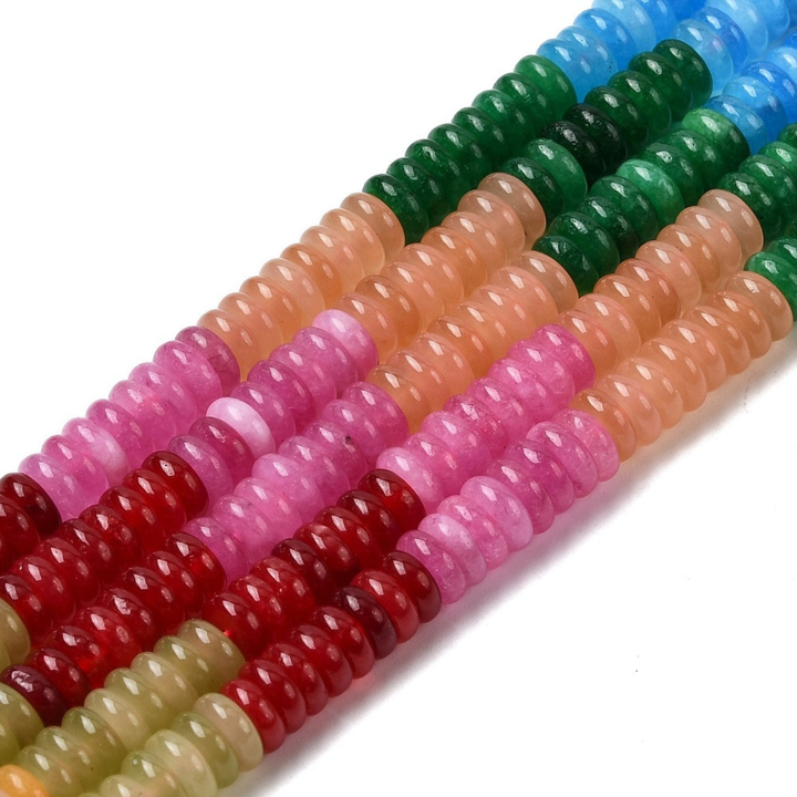 Tira de jade rondel natural de 6.5 mm para joyería