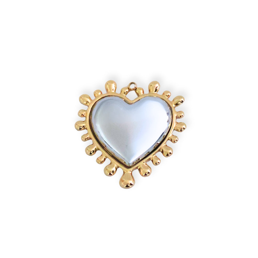 Dije de corazón de acero inoxidable grande