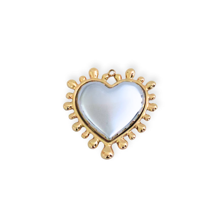 Dije de corazón de acero inoxidable grande
