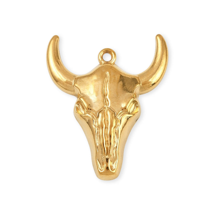 Dije de acero inoxidable en forma de cabeza de toro