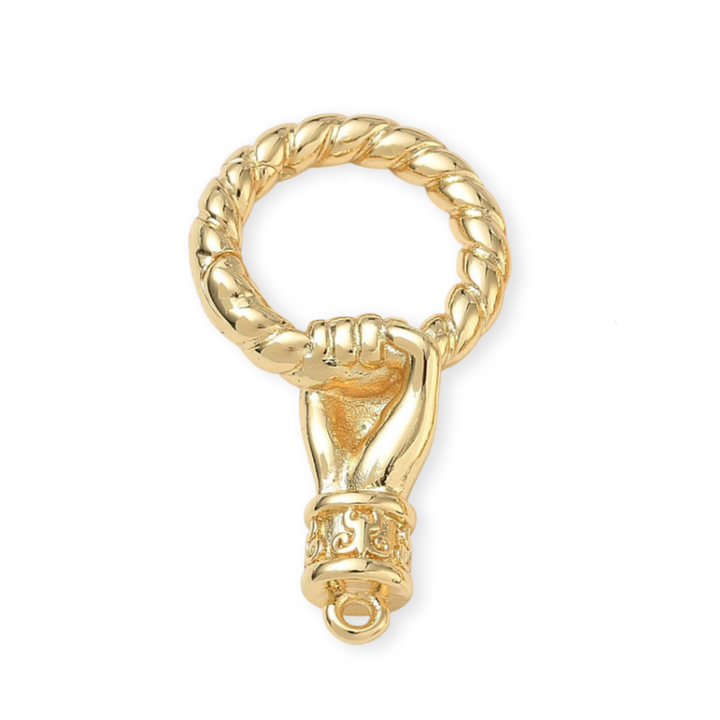 Broche de mano de chapa de oro con aro trenzado para joyería