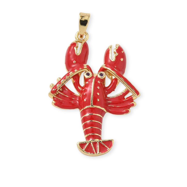 Dije de langosta de chapa de oro con esmalte