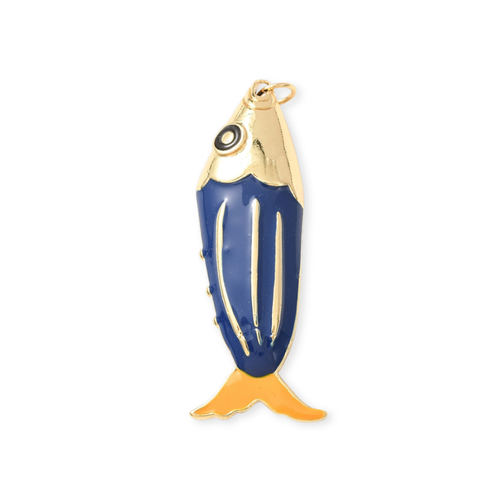 Dije de pez esmaltado de chapa de oro para joyería