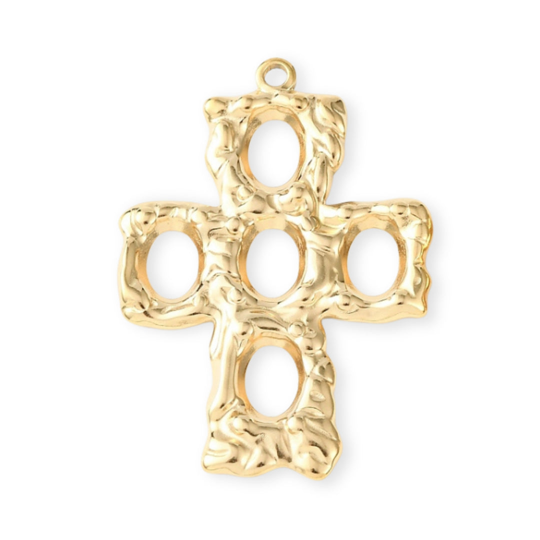 Dije de cruz de chapa de oro