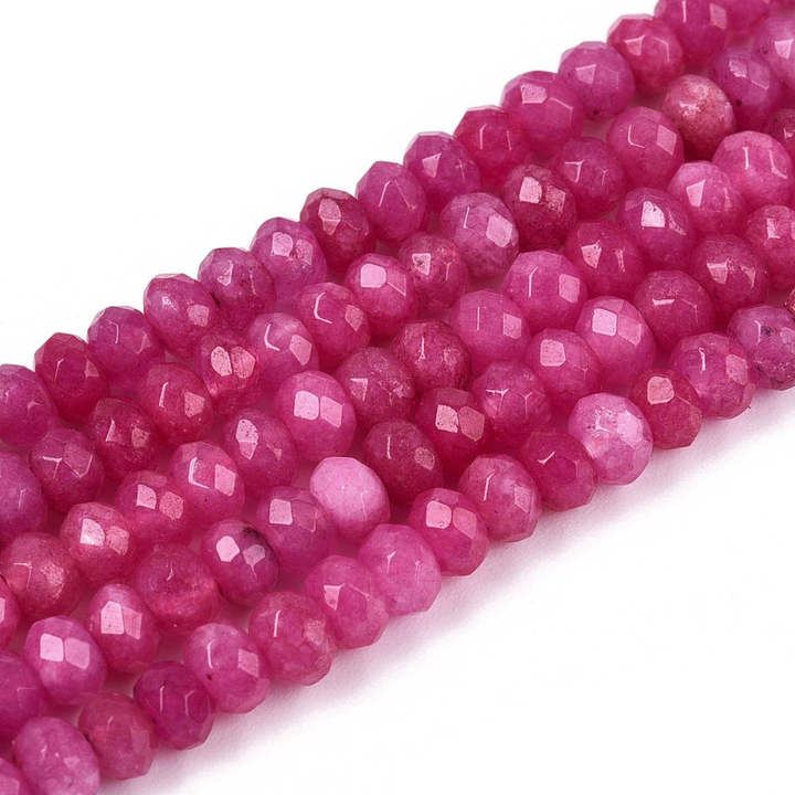 Tira de cuentas de jade natural rondel de 4 mm para joyería