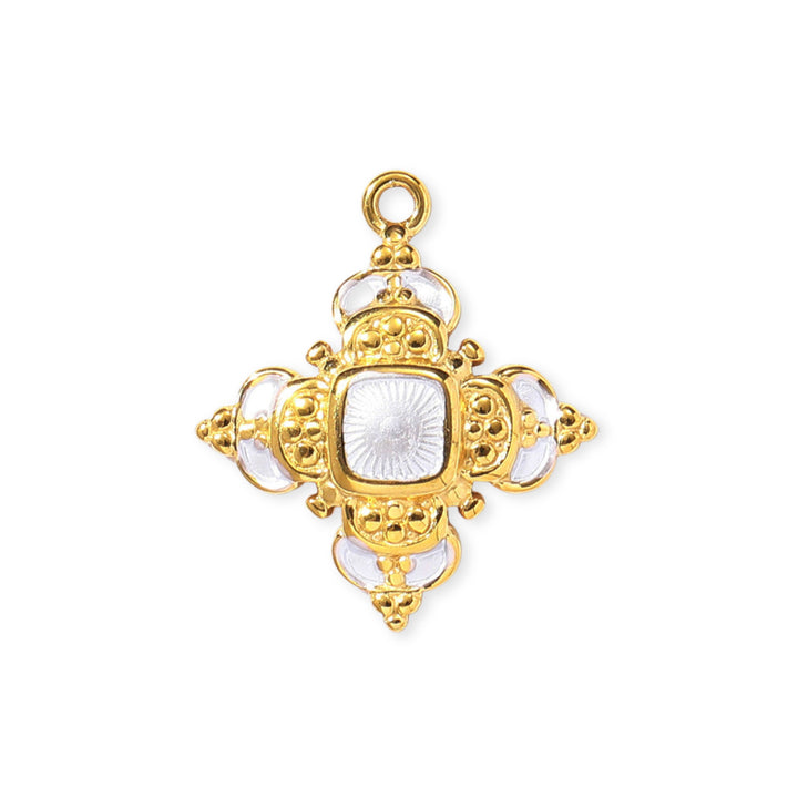 Dije de flor de acero inoxidable con esmalte