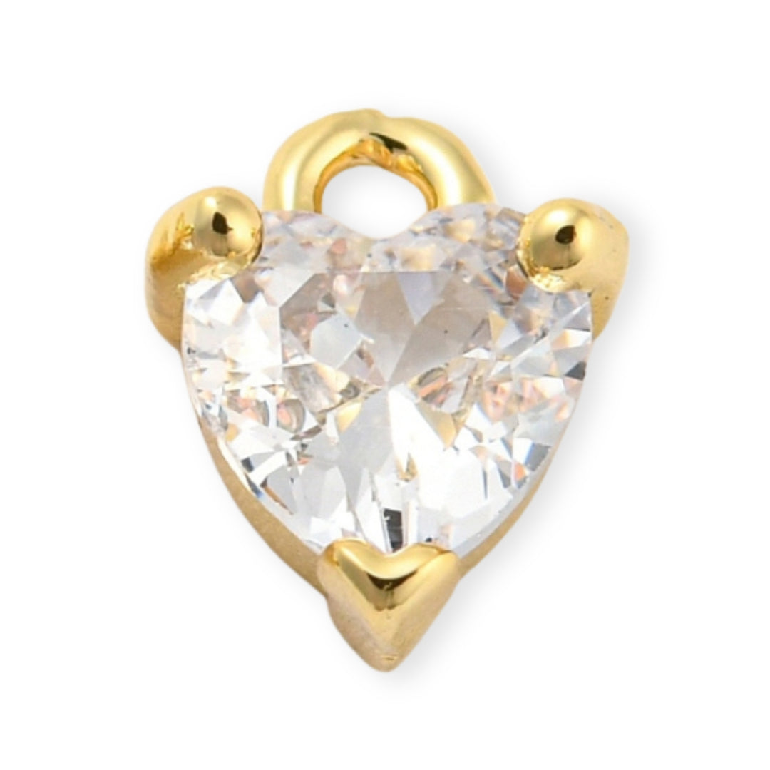 Dije corazón de chapa de oro con zirconia