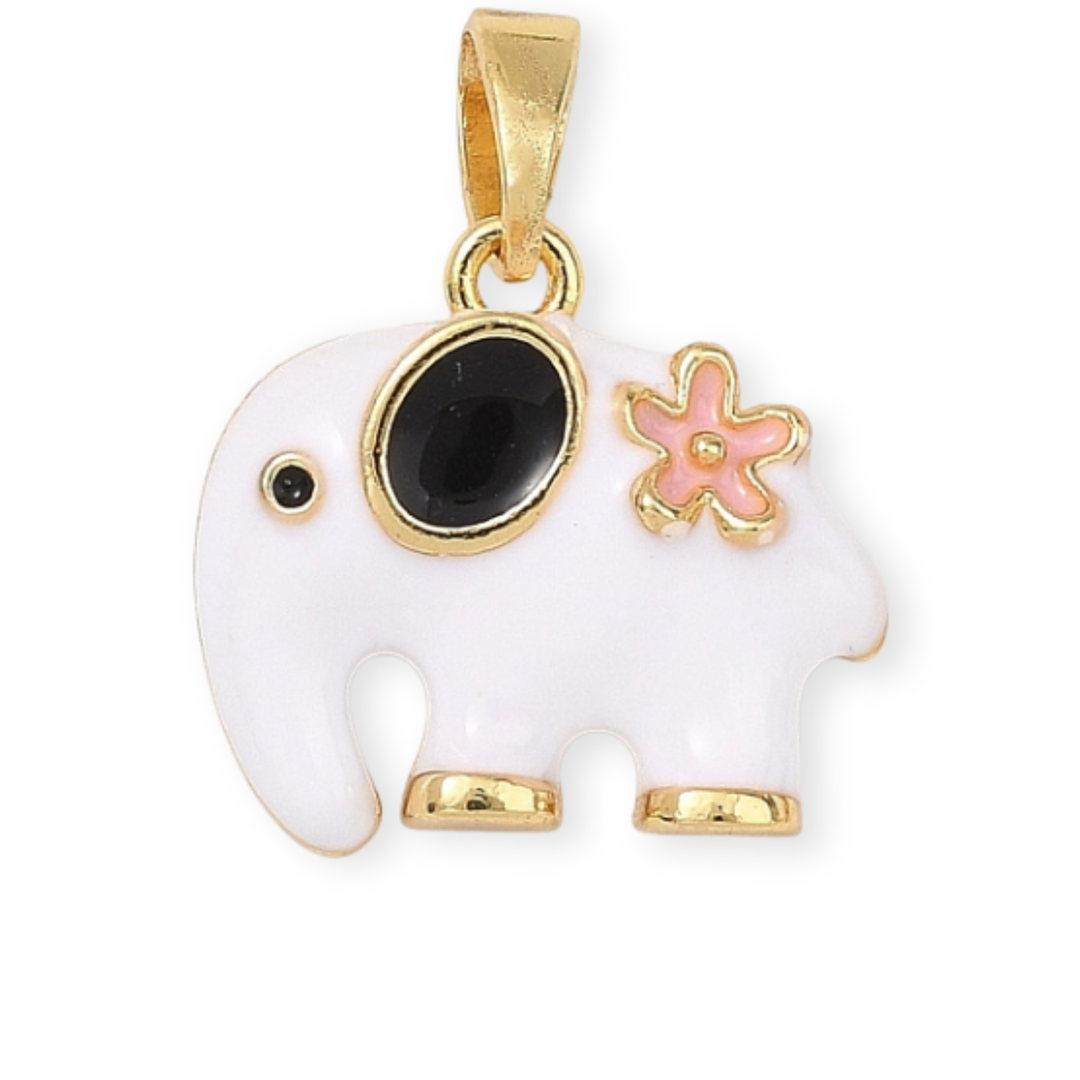 Dije de elefante de chapa de oro con esmalte