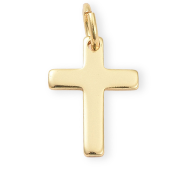 Dije de cruz de chapa de oro