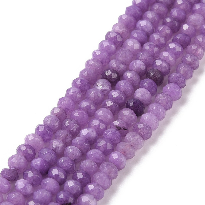 Tira de jade rondel facetado de 4 mm para joyería